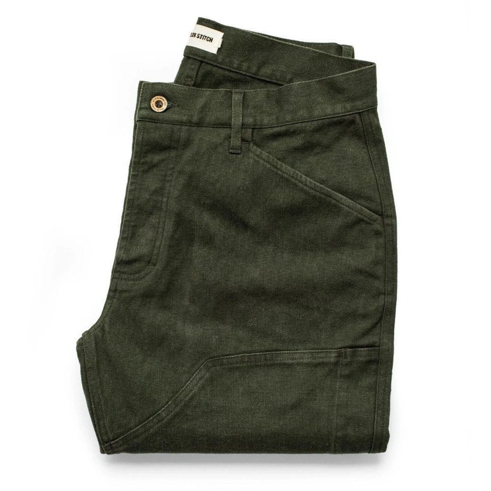 Taylor Stitch The Chore Pant Dark Olive Tuff Duck 28W Green Hemp Canvas Green
